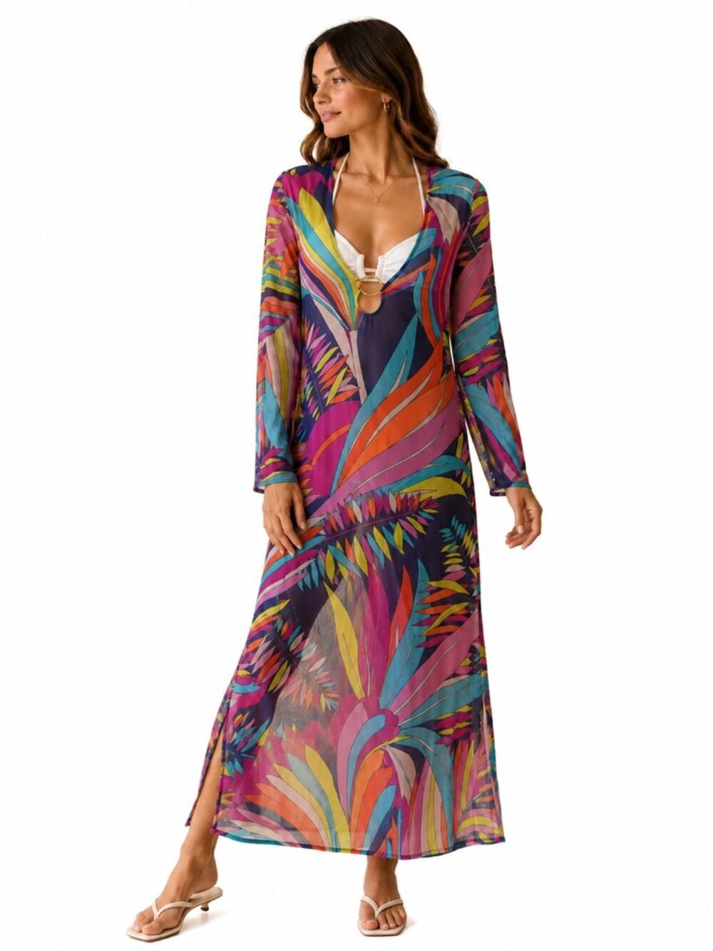 NWT Trina Turk Paralia Cover up Mesh Maxi Dress